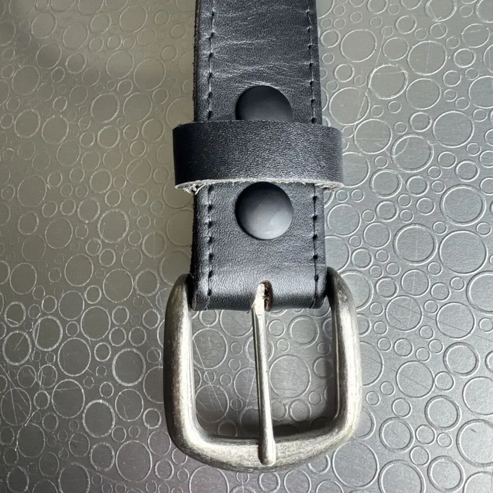 Davis Big & Tall Mens Black Leather Belt Interchangeable Buckle USA - Size 62